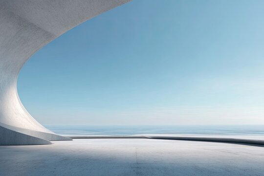 Empty concrete architectural space under a clear sky
