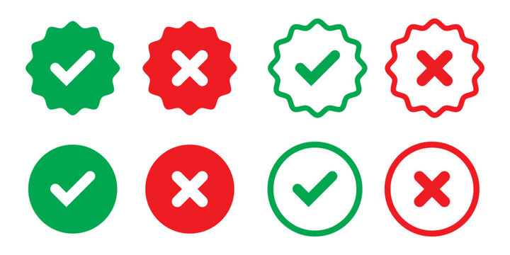 checkmark and X mark icon. check and uncheck icon vector. validation icon vector. for apps and websites.