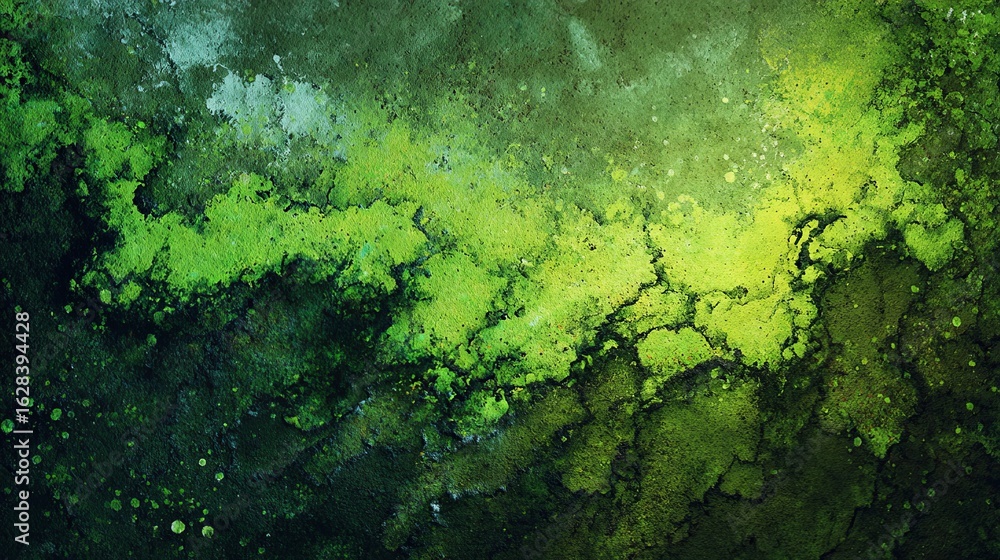 Poster organic green grunge texture with splattered forms and abstract patterns for creative backgrounds