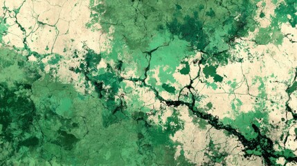 Organic Green Grunge Texture with Cracks and Splatter Forms for Abstract Backgrounds, Designs, and Digital Art Projects
