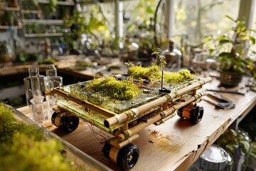 Innovative mobile garden combines technology and nature in a creative workspace