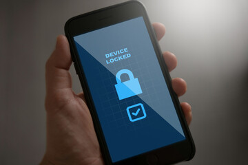 Smartphone Screen Displaying 'Device Locked' with Lock Icon