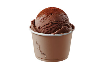 A Single Scoop of Decadent Chocolate Ice Cream in a Paper Cup