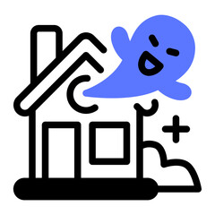 This Haunted house icon is suitable for Amusement Park, Entertainment, etc.