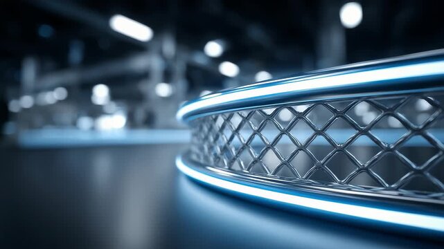 Futuristic Tech Metal Grid Glowing Design