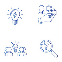 Creative thinking and problem solving concept icons depicting ideas solution and analysis
