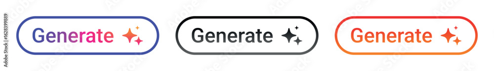 Fototapete generate button set gradient black white orange rounded glossy web interface icon modern ui ux style