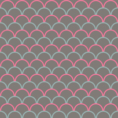 Fototapeta premium Seamless geometric arches pattern in pink, green and gray.