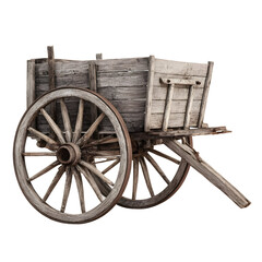 Fototapeta premium Vintage Wooden Wagon Isolated on Black Background, Rustic Charm and History