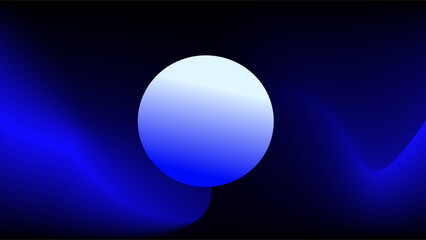 Abstract silver blue moon over skewed blue light effects background