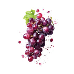 Red grapes in a vibrant splash