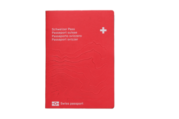 Schweizer Pass, isolierter freigestellter roter Pass, Schweiz Staatsbürgerschaft