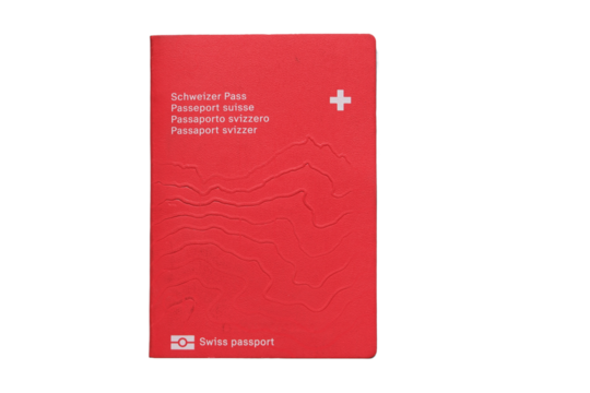 Schweizer Pass, isolierter freigestellter roter Pass, Schweiz Staatsbürgerschaft