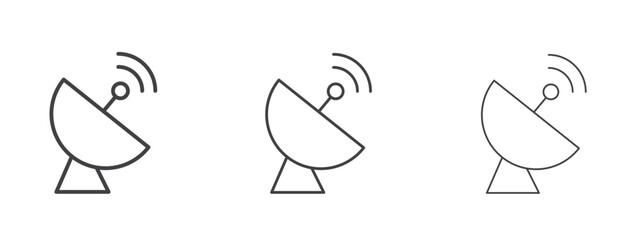 Satellite dish icon in linear, outline icon isolated on white background