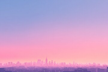 Fototapeta premium Soft pastel hues blend in twilight sky, illuminating city skylin