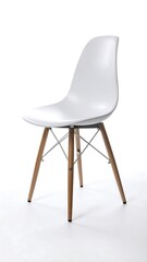 Modern white chair with wooden legs (6)