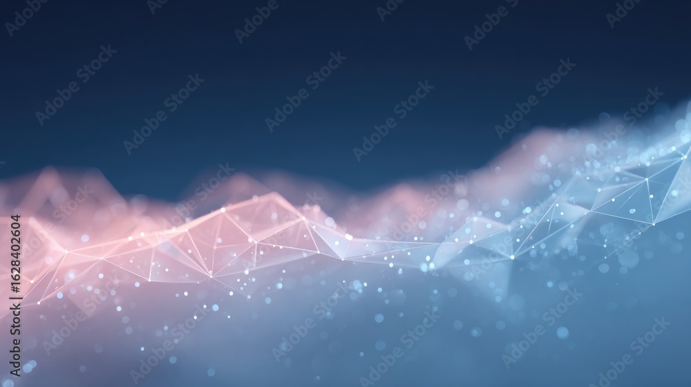 Poster soft waves of light blend with geometric shapes, creating serene