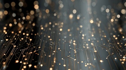 Elegant Soft Light Dots with Thin Circuit Lines in an Abstract Technology Background