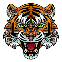 Tiger head mandala arts isolated on white background