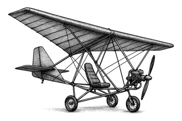 Intricate sketch of a vintage biplane design: retro aviation blueprint art