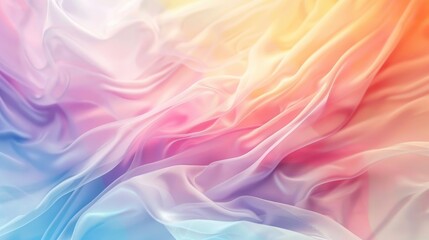 Obraz premium Dreamy pastel fabric swirls in soft, luminous hues of pink, orange, yellow, and blue, creating an ethereal, flowing texture