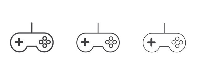 Game controller icon in linear, outline icon isolated on white background