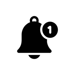 Obraz premium Black silhouette of a notification bell icon with a red circle and the number one
