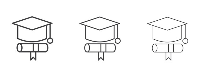 Degree icon in linear, outline icon isolated on white background