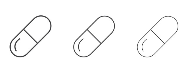 Capsule icon in linear, outline icon isolated on white background