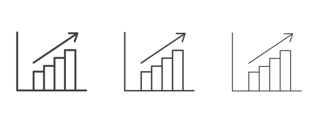 Business growth icon in linear, outline icon isolated on white background