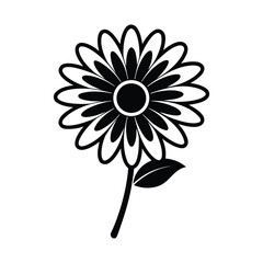 Black and White Floral Silhouette of a Daisy Flower