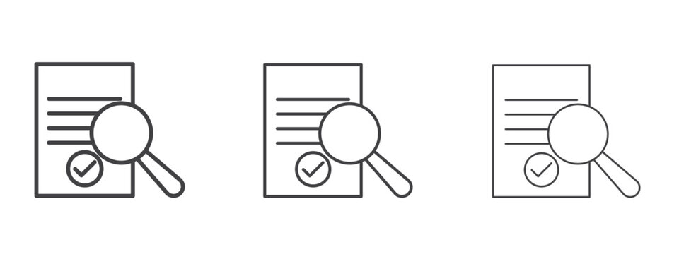 Audit icon in linear, outline icon isolated on white background