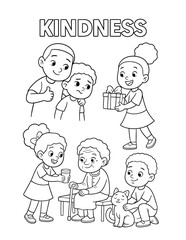 Kindness in Action: This inspiring illustration depicts heartwarming acts of empathy, care, and compassion, showcasing the beauty of human connection and community. 