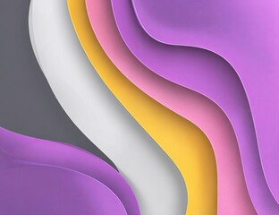 Abstract layered wavy design.  Multi-colored, soft, fluid forms overlap in a graphic, stylized paper-cut effect