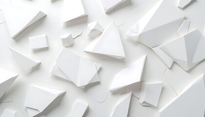 Obraz premium Abstract geometric white shapes with subtle pink accents on a white background