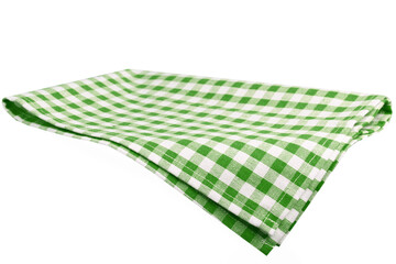 Tablecloth green checkered isolated on white background