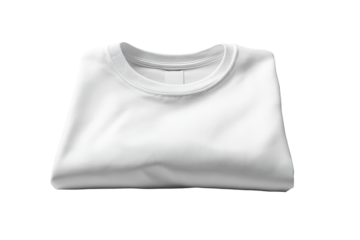 Folded white t-shirt.  A plain, white, crew-neck t-shirt is folded neatly