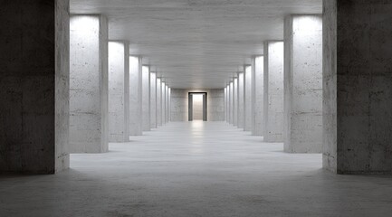 Empty concrete tunnel, light and spacious