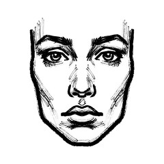 Stylized face sketch featuring detailed eyes nose and lips in a portrait style illustration art