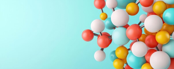 Vaccines medicine distribution concept. Colorful molecular structure against a blue background.
