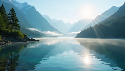 lake and mountains