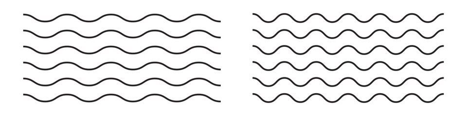 Vector water waves. Set of wavy zigzag lines.