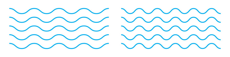Blue Wavy Line Pattern Set.