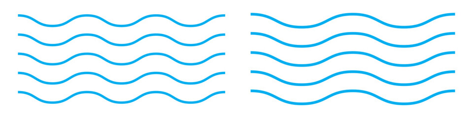 Blue Wavy Line Pattern Set.