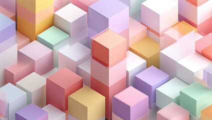 Abstract geometric pattern of pastel-colored cubes (1)