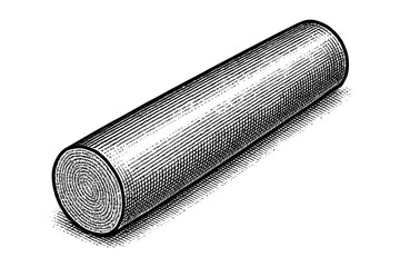 Detailed engraving of a rolled mat with crosshatch shading