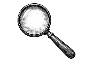 Detailed vintage magnifying glass with engraved handle design