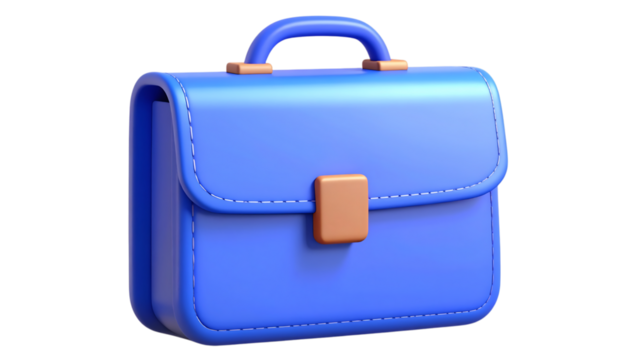Blue Business Briefcase, 3D Rendering for Professionalism and Organization on transparent background