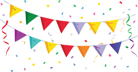 Obraz premium A bright and colorful seamless pattern of party bunting flags and streamers for a festive birthday celebration