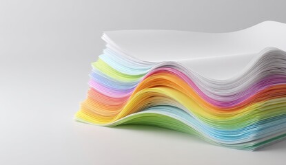 Fototapeta premium Colorful stacked papers, wavy layers